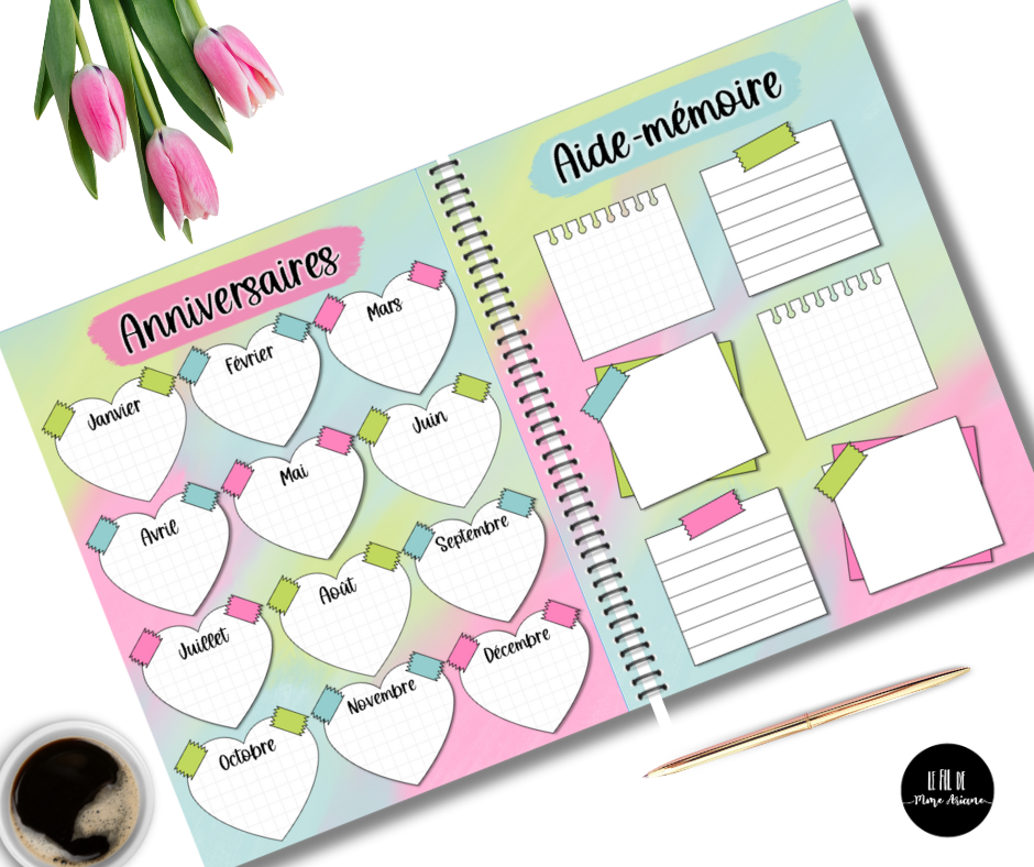 Planificateur 2026 (modèle semaine et menu)