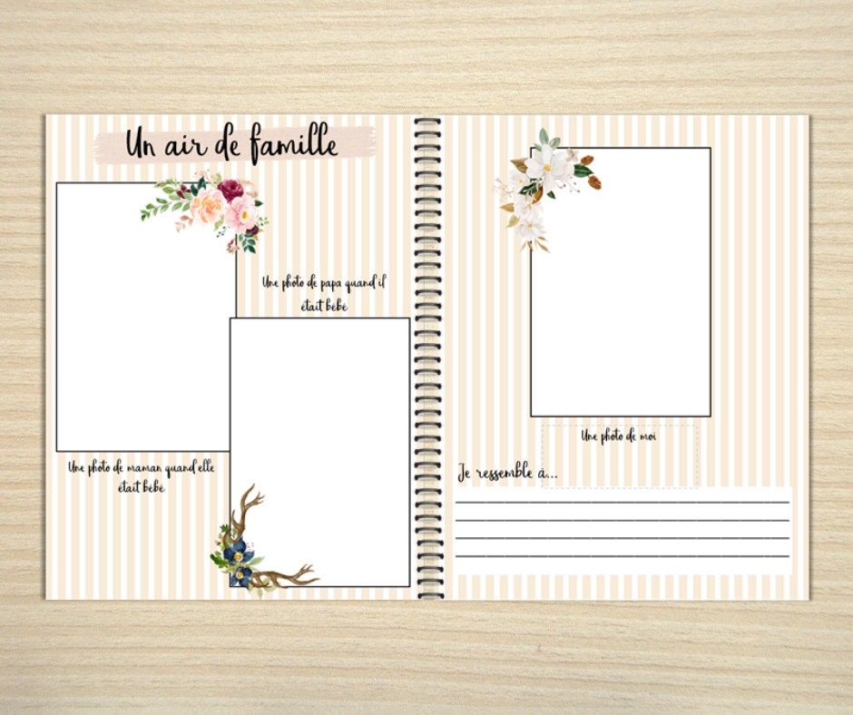 Album de bébé - page couverture fleurs