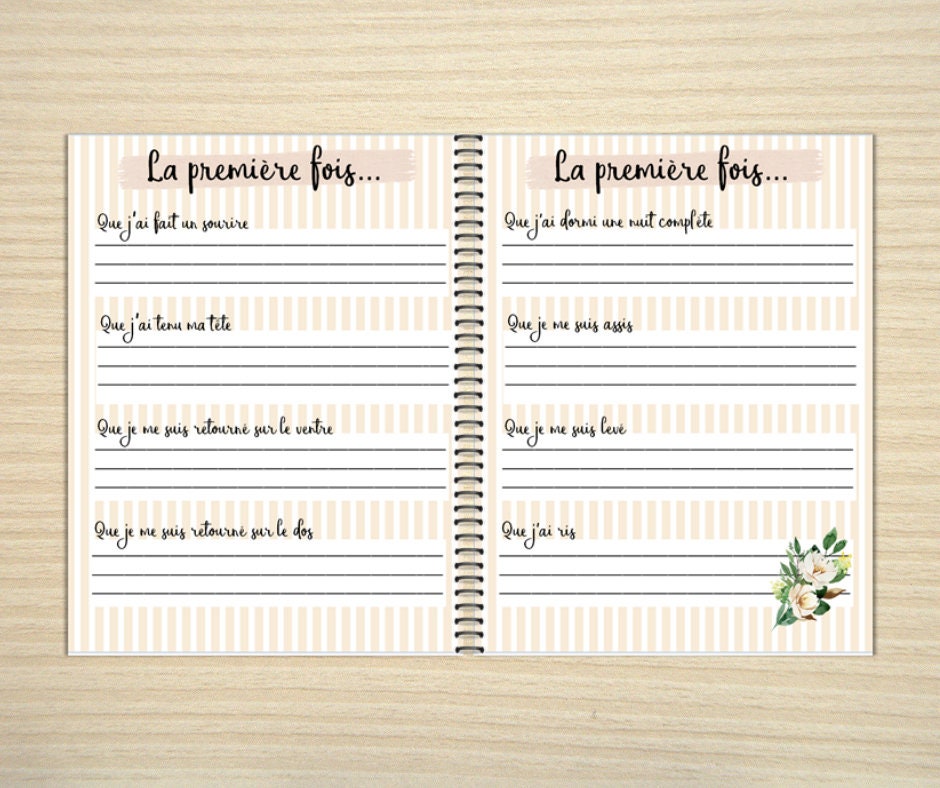Album de bébé - page couverture fleurs