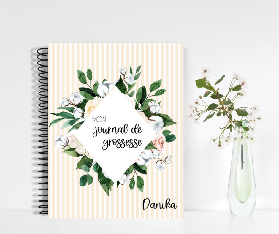 Journal de grossesse - page couverture fleurs